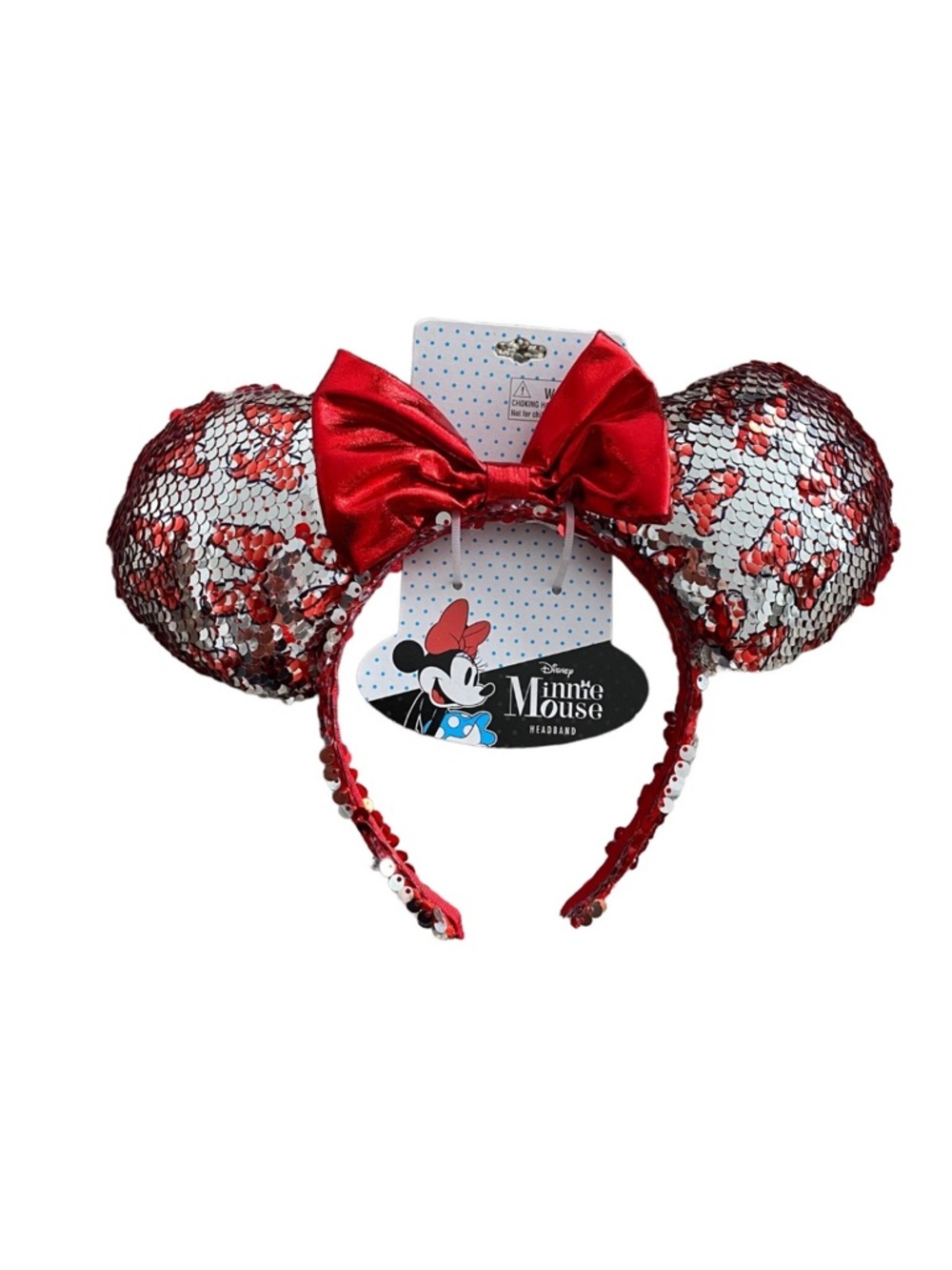 🌴 Disney Minnie Mouse Red and Silver Sequin Headband